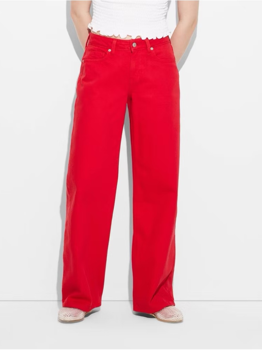 wild fable Red Wide-Leg Jeans